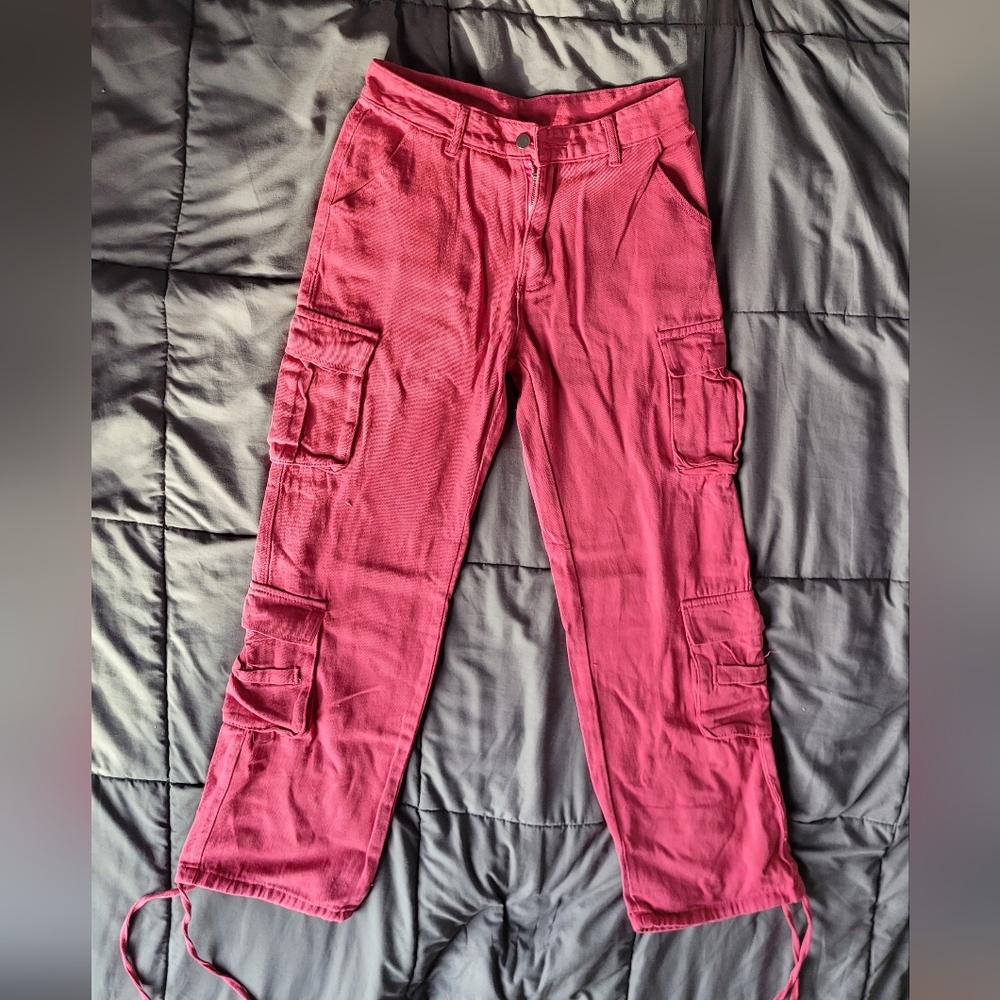 James Jeans Women's Vibrant Red Cargo Pants